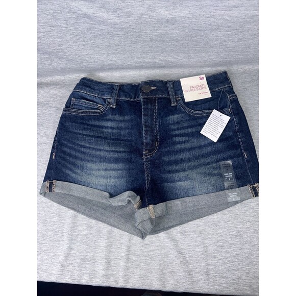 NEW SO Womens Blue Stretch Denim Distressed High Rise Shortie Shorts Size 9 BNWT - Picture 10 of 12